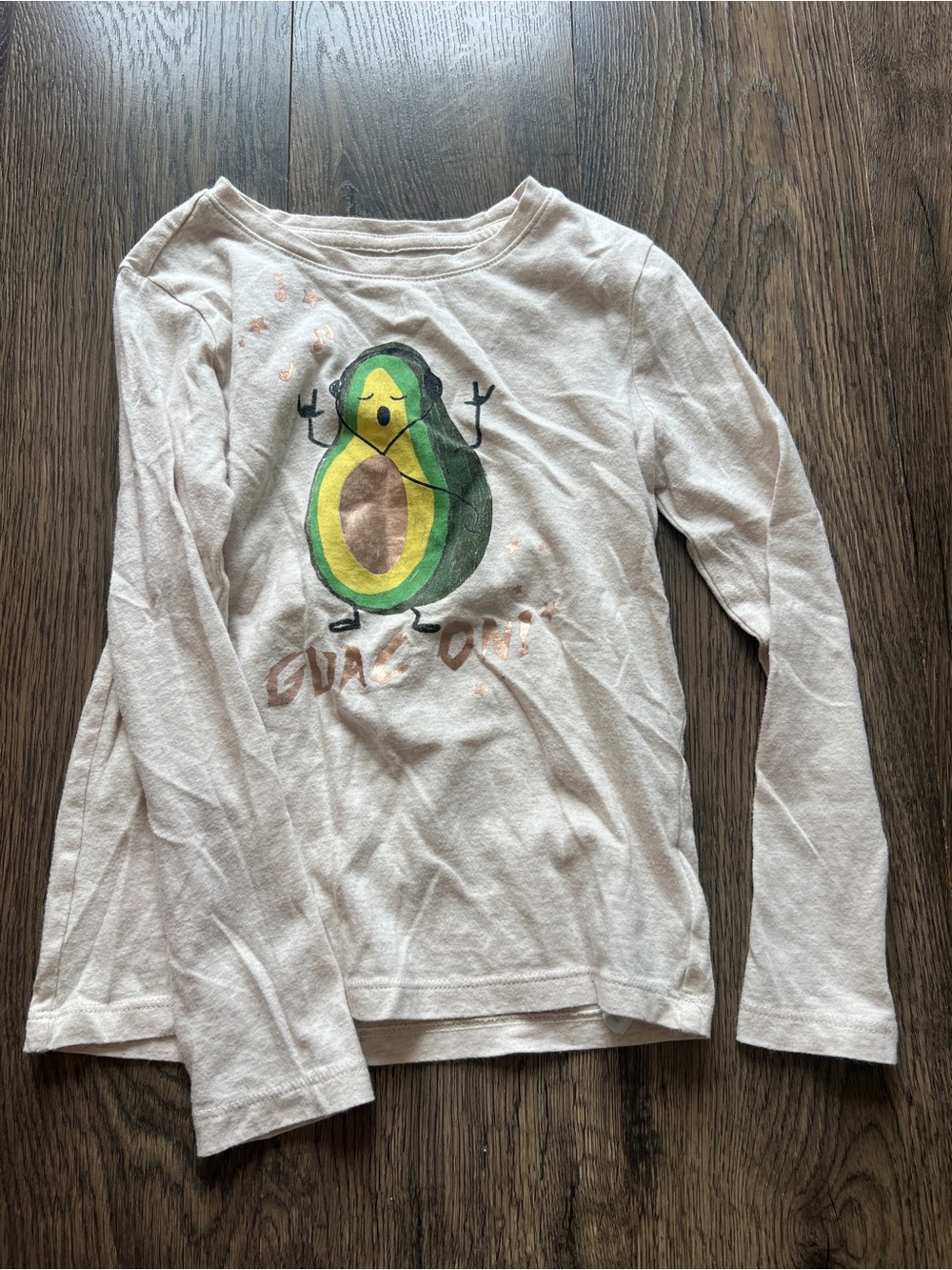 Kids Long Sleeve Avocado Graphic Tee - Cream